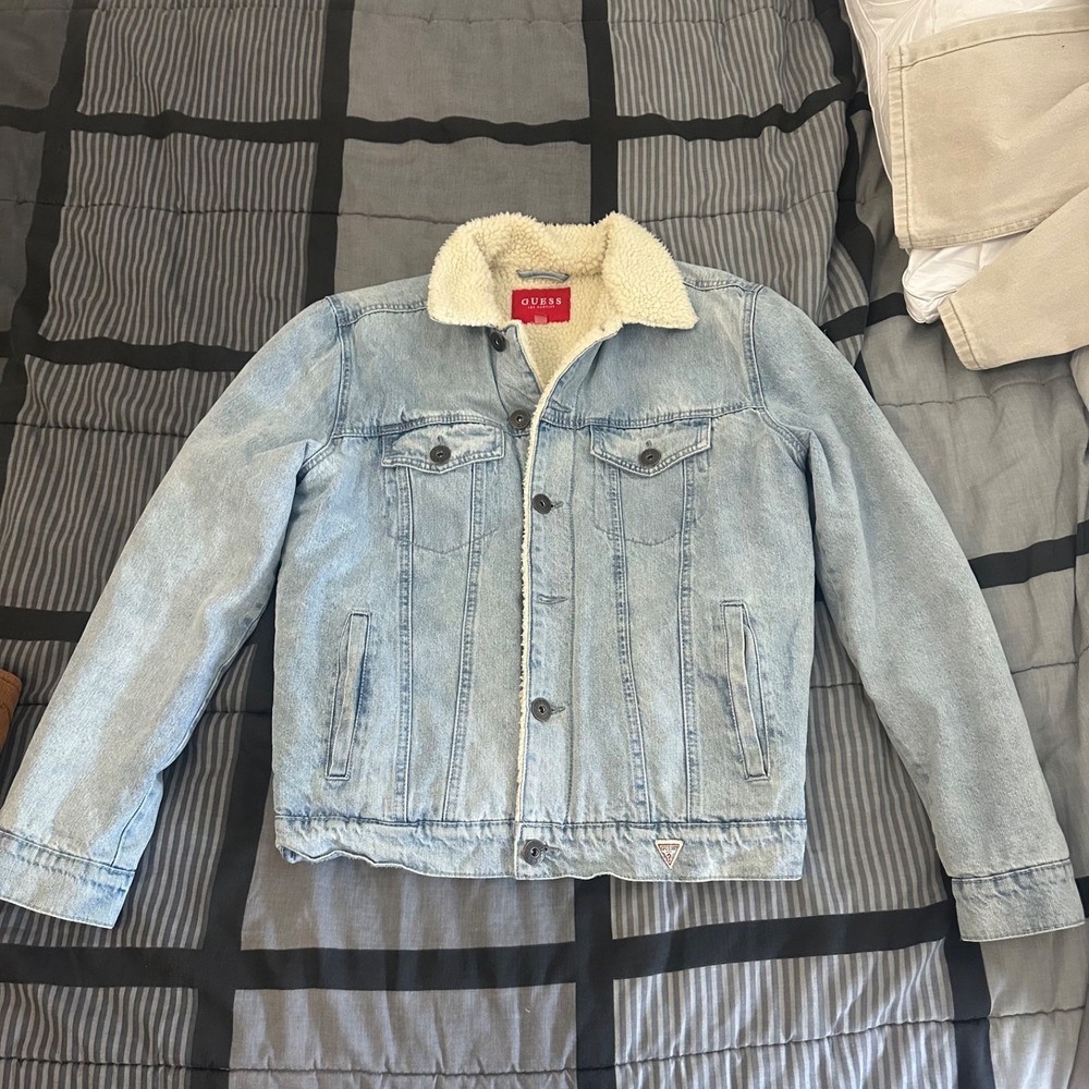 Guess Los Angeles Jean‎ Light Blue Fur Jacket small